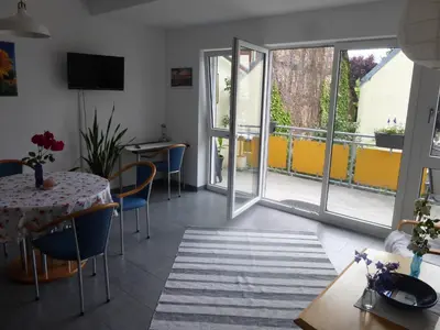 Ein Balkon oder eine Terrasse in der Unterkunft Fewo Max und Moritz