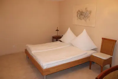 Ein Bett oder Betten in einem Zimmer der Unterkunft Villa in Seenahe Badesee Ehmetsklinge