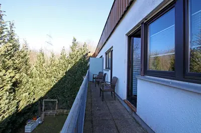 Ein Balkon oder eine Terrasse in der Unterkunft Appartment in Freizeitpark