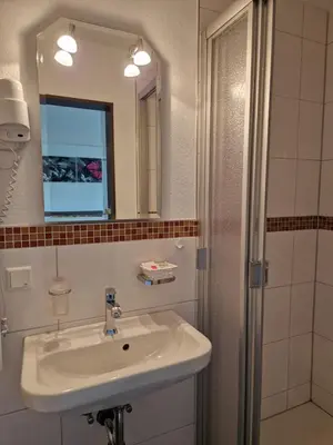 Ein Badezimmer in der Unterkunft LandGASTHOF Rose
