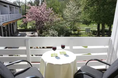 Ein Balkon oder eine Terrasse in der Unterkunft Hotel Kurparkblick inkl Therme und Sauna Eintritt