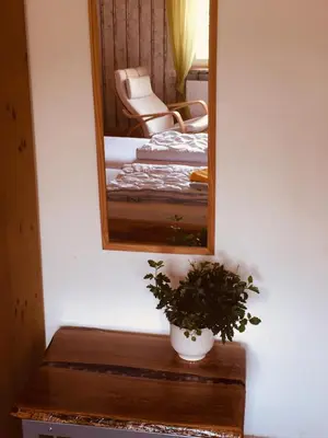 Ein Bett oder Betten in einem Zimmer der Unterkunft Natur und Neckarblick bei Heidelberg