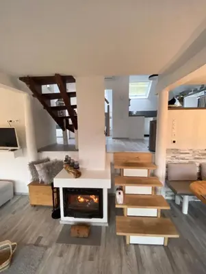 Ein Sitzbereich in der Unterkunft Ferienhaus Hygge