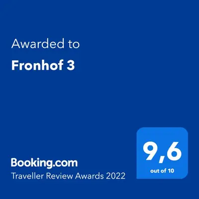 Ein Zertifikat, Auszeichnung, Logo oder anderes Dokument, das in der Unterkunft Fronhof 3 ausgestellt ist