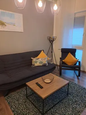 Ein Sitzbereich in der Unterkunft Aulbach' s Appartments