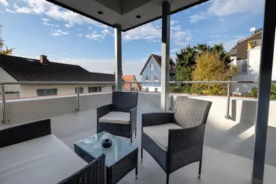 Ein Balkon oder eine Terrasse in der Unterkunft Ferienapartments Zwingenberg