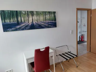 Ein Sitzbereich in der Unterkunft Ferienwohnung Frühlingstraße