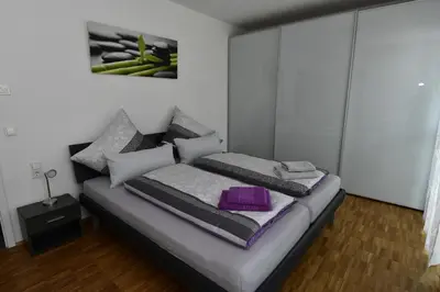 Ein Bett oder Betten in einem Zimmer der Unterkunft Am Meerbach