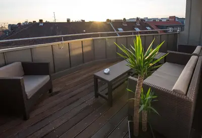 Ein Balkon oder eine Terrasse in der Unterkunft BoardingHouse Mannheim