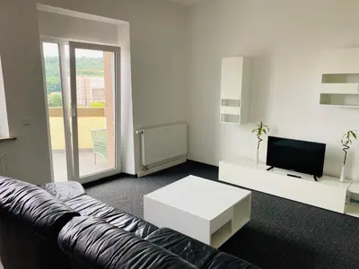 Ein Sitzbereich in der Unterkunft Villa Birkenfeld
