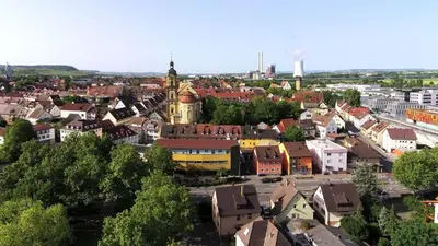 Ein allgemeiner Blick auf Neckarsulm oder ein Stadtblick von des Hotels aus