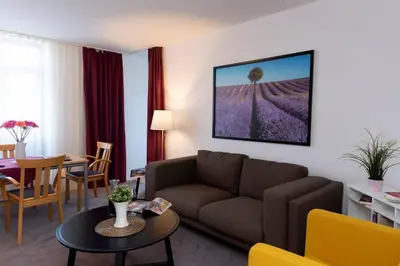 Ein Sitzbereich in der Unterkunft Abendrot Appartement