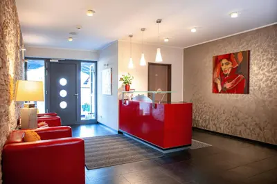 Ein Sitzbereich in der Unterkunft APARTmenthouse Rülzheim