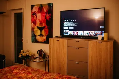 TV/Unterhaltungsangebot in der Unterkunft Modernes und gemütliches Designerzimmer