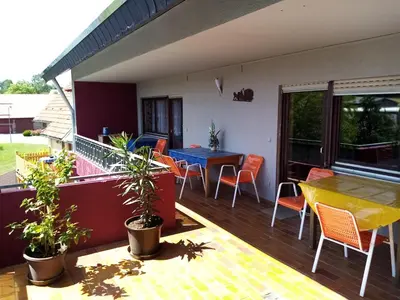 Ein Balkon oder eine Terrasse in der Unterkunft Monteurzimmer Linde