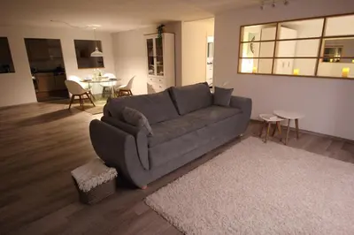 Ein Sitzbereich in der Unterkunft Apartment Heddesheim