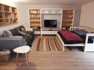 Ein Sitzbereich in der Unterkunft Apartment Heddesheim