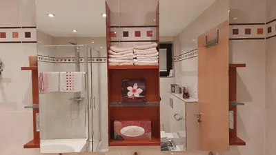 Ein Badezimmer in der Unterkunft Ferienwohnung Zum Weinberg bis 4 Personen - Im Herzen der Pfalz