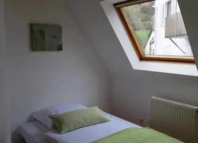 Ein Bett oder Betten in einem Zimmer der Unterkunft Ferienwohnung Bildgasse
