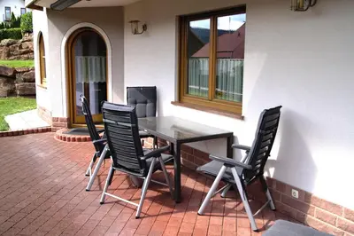 Ein Balkon oder eine Terrasse in der Unterkunft Ferienwohnung Bleifuss