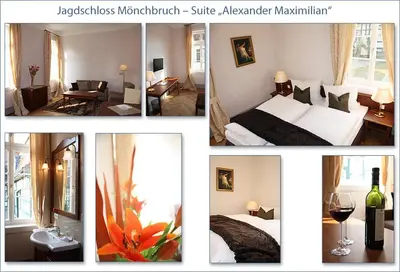 Ein Bett oder Betten in einem Zimmer der Unterkunft Jagdschloss Mönchbruch