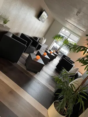 Ein Sitzbereich in der Unterkunft Hotel Schlafplatz