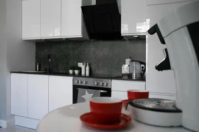 Küche/Küchenzeile in der Unterkunft Altbauwohnung im Herzen von Karlsruhe