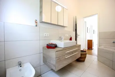 Ein Badezimmer in der Unterkunft Ferienhaus Münzberg