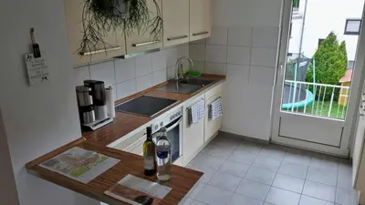 Küche/Küchenzeile in der Unterkunft Ferienwohnung Weinheim Stadler