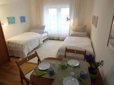 Ein Bett oder Betten in einem Zimmer der Unterkunft Ferienwohnung am Schloss