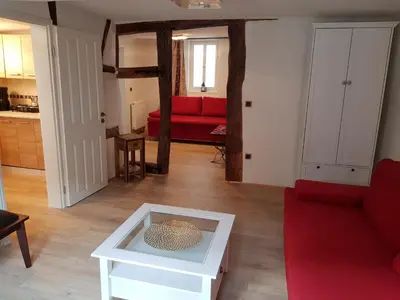 Ein Sitzbereich in der Unterkunft Zauberhafte Wohnung in der Nähe von Heidelberg, top Lage