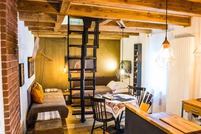 Ein Sitzbereich in der Unterkunft Charmantes TINY HOUSE Apartment in Besigheim mit Gartenblick und zentrale Lage