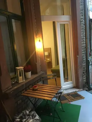 Ein Sitzbereich in der Unterkunft Perkeo Apartments