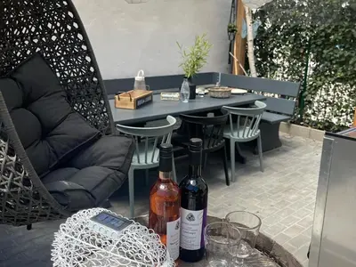 Ein Sitzbereich in der Unterkunft Sali Homes - GaesteHaus Lamm Obersulm
