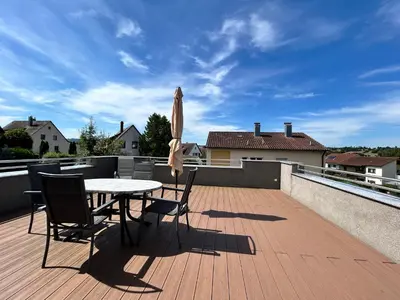 Ein Balkon oder eine Terrasse in der Unterkunft Ferienwohnung Menge