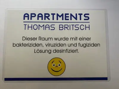 Ein Zertifikat, Auszeichnung, Logo oder anderes Dokument, das in der Unterkunft Apartments Thomas Britsch ausgestellt ist