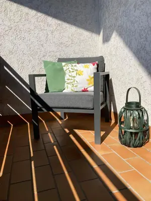 Ein Sitzbereich in der Unterkunft Ferienwohnung Finkenschlag