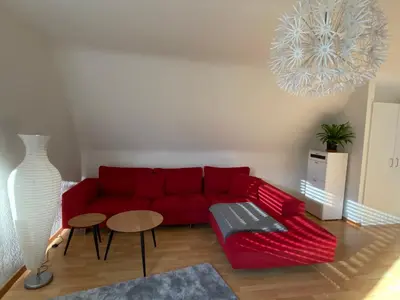 Ein Sitzbereich in der Unterkunft Ferienwohnung - Balkon, Klima, Parkplatz