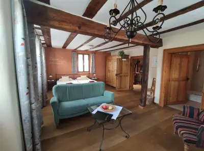 Ein Sitzbereich in der Unterkunft Gutsherrenhaus