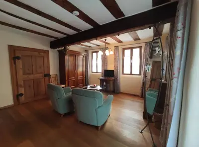 Ein Sitzbereich in der Unterkunft Gutsherrenhaus