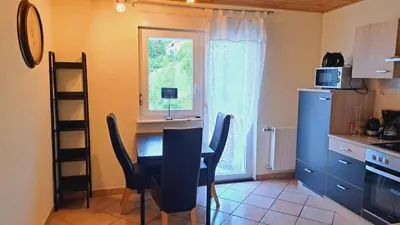 Küche/Küchenzeile in der Unterkunft Ferienwohnung Jasmin in Schönau bei Heidelberg Fewo 1 mit Terrasse