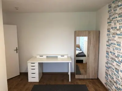 Ein Bett oder Betten in einem Zimmer der Unterkunft Unterkunft in Mainz Stadt