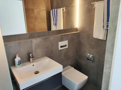 Ein Badezimmer in der Unterkunft Modern ausgebauter Überseecontainer als Tiny House