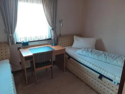Ein Bett oder Betten in einem Zimmer der Unterkunft Bungalow in Waldbrunn