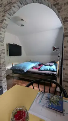 Ein Bett oder Betten in einem Zimmer der Unterkunft Zwei Apartments 