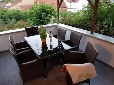 Ein Sitzbereich in der Unterkunft Haus Rebenblick