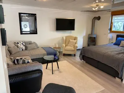 Ein Bett oder Betten in einem Zimmer der Unterkunft Toms Ferienhütte