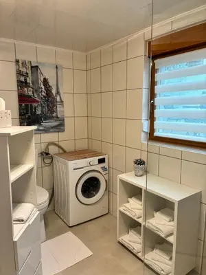 Ein Badezimmer in der Unterkunft Toms Ferienhütte