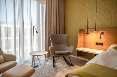 Ein Sitzbereich in der Unterkunft Novotel Karlsruhe City