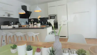 Küche/Küchenzeile in der Unterkunft Panorama Penthouse Apartment mit Klima und Whirlpool für bis zu 6 Personen